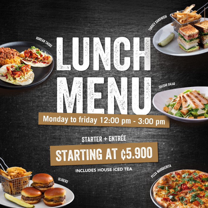 Lunch Menú de 12md a 3pm - Yard House Costa Rica