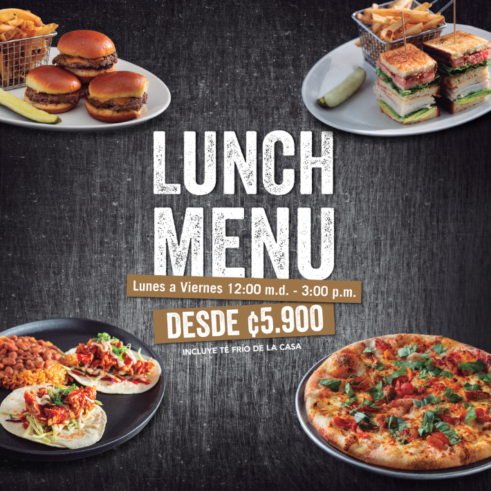 Lunch Menú de 12md a 3pm - Yard House Costa Rica